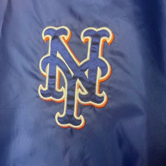 Vintage New York Mets Pullover Windbreaker Jacket XXL Blue & Orange Retro MLB - Picture 5 of 12